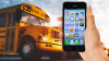photo of bus with iphone and app on it